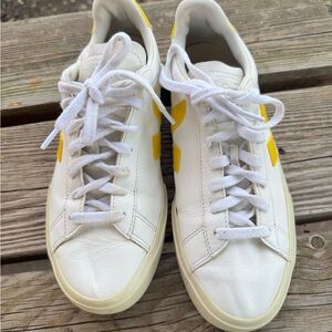 Veja Campo White/Yellow Leather Sneakers size 8